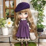 No.1727  パープルのタブリエとチェックのワンピ