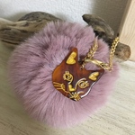 送料込☆猫と大きなファーのチャーム
