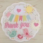 アルバムデコレーション素材  thank you & birds  ピンクD