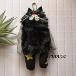 143 ふわもこ黒猫chanチャームストラップ