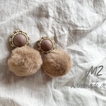 ふわふわファーのビーズ刺繍♡ブラウン