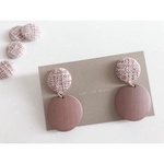knit cabochon × brown wood