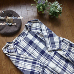 SALE*(L)綿麻紺チェックローウエストOP