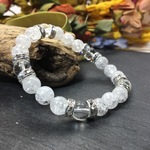 パワーストーン ブレスレット クラック水晶&水晶 　天然石ブレス (ロンデル：シルバー) 8mm