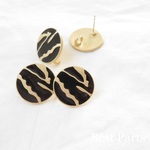 2pcs デザインピアス 和柄 ブラック