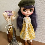 【送料無料】リカちゃん/ブライス   ミモザ柄ワンピース