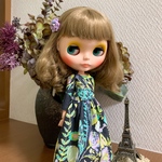 【送料無料】リカちゃん/ブライス   アメリカンコットン花柄ワンピース