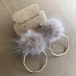 送料無料 ミンクファー フープイヤリング or ピアス