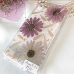 SALE!!iPhoneX・XSケース☆押し花ケース☆パープル☆シック☆大人かわいい