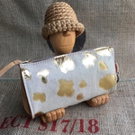 ハラコのゴールド散りばめたジャバラの長財布/大きな革の長財布/LV-haraco-beig