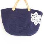 オーダーさまご確認用　雪の結晶ニットバッグ ♡人気のメランジネイビーバッグ