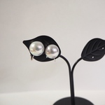 本真珠　イヤリング　　グレー系　9.5-10㎜