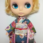 ブライス 着物 振袖 リカちゃん着物 振袖 No.127 ブルーグレー