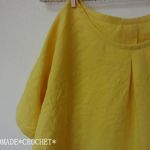 リネンワンピース。C&Sカラーリネン　ドロップショルダー　黄色