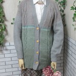 カーディガン　ウール100％手編みなのに安価　ゆったりサイズ　KS050