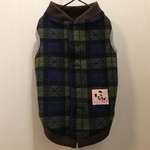 背中開きの犬服 パンダ 青