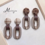 No.46❤︎新作｛2color｝ wood leather pierce／earring