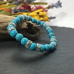 キャンディジェイド　ブレスレット パワーストーン ロンデル：シルバー　/天然石/花翡翠/8mm　#9