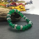 【期間限定価格】キャンディジェイド　ブレスレット パワーストーン ロンデル：シルバー　/天然石/花翡翠/8mm　#6