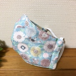 8層 幅広ゴムのおやすみマスク   お花と鳥ブルー