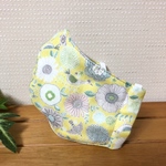  8層 幅広ゴムのおやすみマスク   お花と鳥イエロー