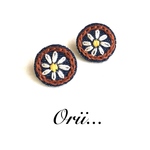 デニムサークル花柄刺繍ピアス