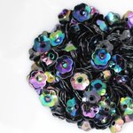 スパンコール 約600枚(約7g) 花カップ フラワー 7mm オーロラ 黒 (SFC07ABKJJ00)