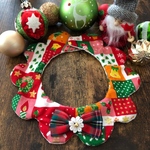 ペット用もくもくスタイ🎅🏻クリスマスパッチワーク柄(ピンク)🎄🎁リボン・鈴オプション