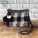 千鳥格子のニットショルダーバッグ ☺︎ ズパゲッティ バッグ 