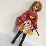 リカちゃんサイズ 和風のセットアップ 帯付き