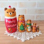 S様オーダー品＊素朴なくまさんマトリョーシカ♫クリスマスそぼっくま🎄