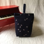 上履き袋・さくらんぼ（ネイビーにピンク）・刺繍・入園入学