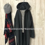 k様ご予約分:秋冬物:イタリア製ウールモヘア素材::チャコールグレー::フーディロングカーディガンコート::