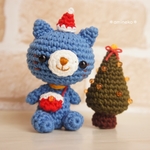 amineko製あみぐるみ♡クリスマスなブルーねこさん
