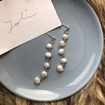 【再販1】淡水パール バロック ロングピアス