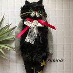 147 冬じたくふわもこ黒猫chanぬいぐるみ
