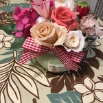 3書類のピンクの薔薇のブリザードフラワー
