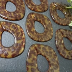 【4個】 レオパード スケルトン 大ぶり 変形  チェーン チャーム