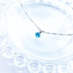silver925 スイスブルートパーズのプリンセスカット.｡.:*☆プチネックレス【天然石ssサイズ】    