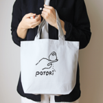 刺繍ミニトートバッグ（torinotorio / 文鳥ポトリ / グレー）