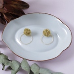 【受注製作】ゴールド刺繍とビーズのキラキラフープピアス/イヤリング【2way】