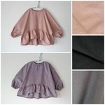 [カラバリ3種類]コーデュロイの裾フリルシャツ130cm☆