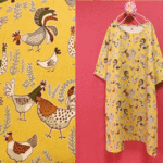 ◆SALE◆北欧 カラフルにわとり ゆったりワンピース　mustard 