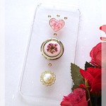 SWAROVSKIとローズクォーツ　全機種対応　スマホケース