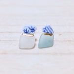 【やきものシリーズ】シーグラス &シー陶器の金継ぎピアス/イヤリング