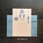 ヒンメリ（ブルー）の刺繍クラフトメッセージカード