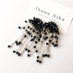 ブラック × シルバー つらら ピアス／イヤリング