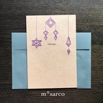 ヒンメリ（紫）の刺繍クラフトメッセージカード