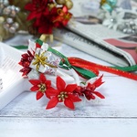 クリスマス花冠1（レッドポインセチア）　うさぎ花冠 　Ｓ～Ｍサイズ　 ペット用