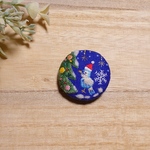 ツリーと鳥の刺繍ブローチ